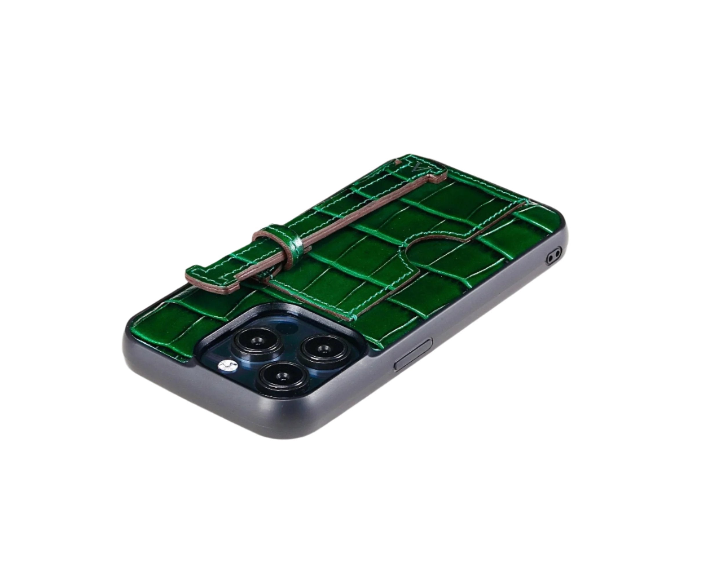 Leather Card Holder Finger Loop Case for iPhone 16 Pro Max Ultra Protective with Stand - Affluent