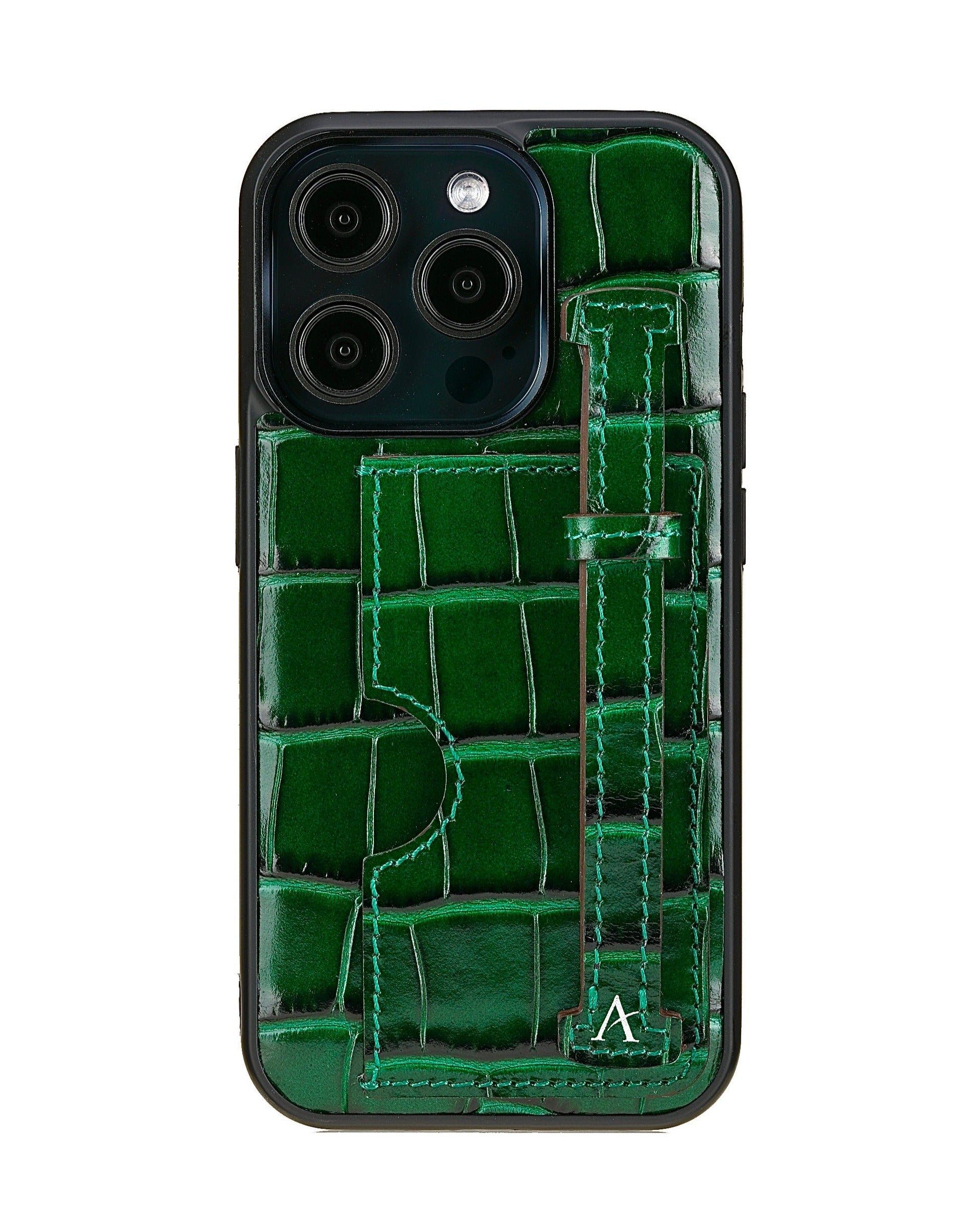 Leather Card Holder Finger Loop Case for iPhone 15 Pro Ultra Protective with Stand - Affluent