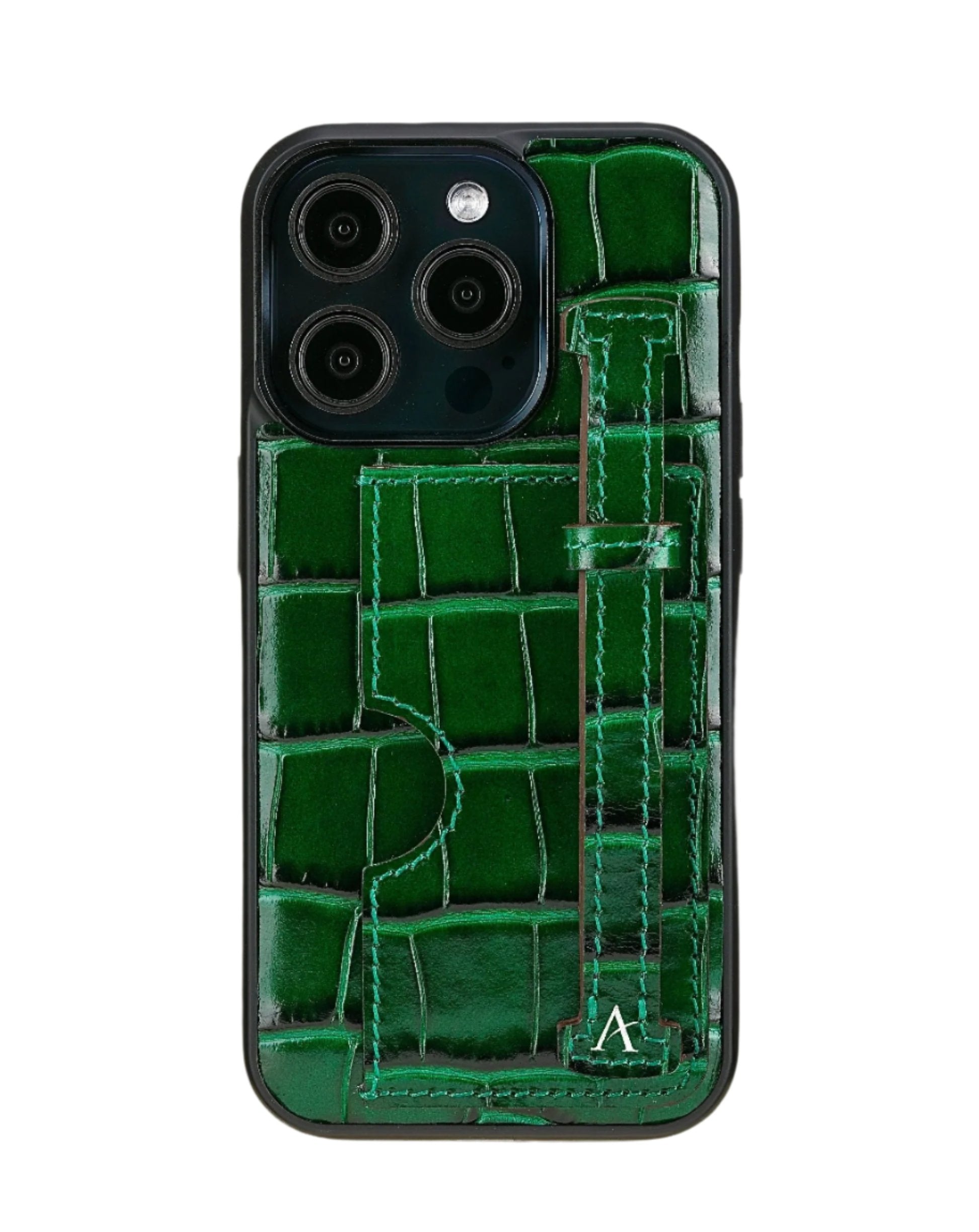 Leather Card Holder Finger Loop Case for iPhone 16 Pro Max Ultra Protective with Stand - Affluent