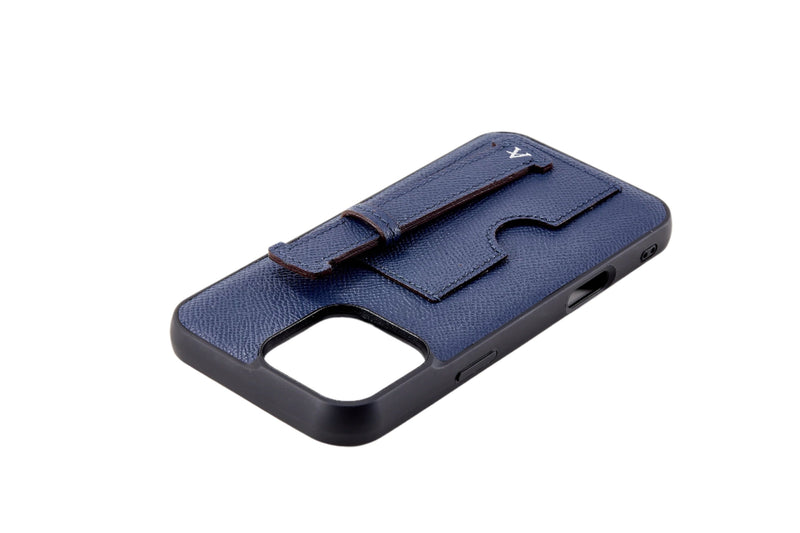 Leather Card Holder Finger Loop Case for iPhone 16 Pro Max Ultra Protective with Stand