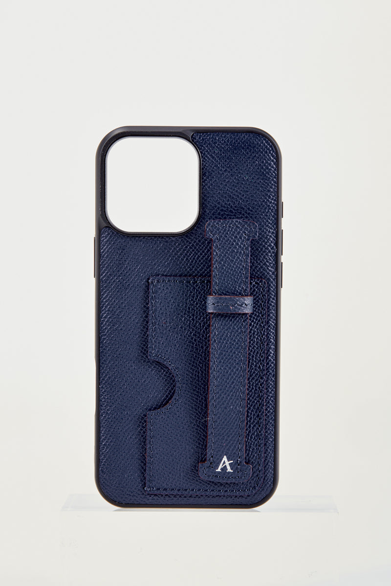 Leather Card Holder Finger Loop Case for iPhone 16 Pro Ultra Protective with Stand
