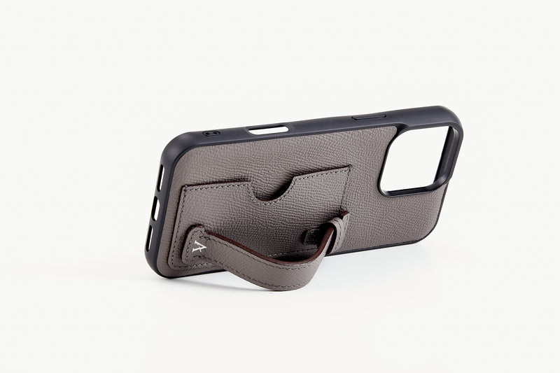 Leather Card Holder Finger Loop Case for iPhone 16 Pro Ultra Protective with Stand