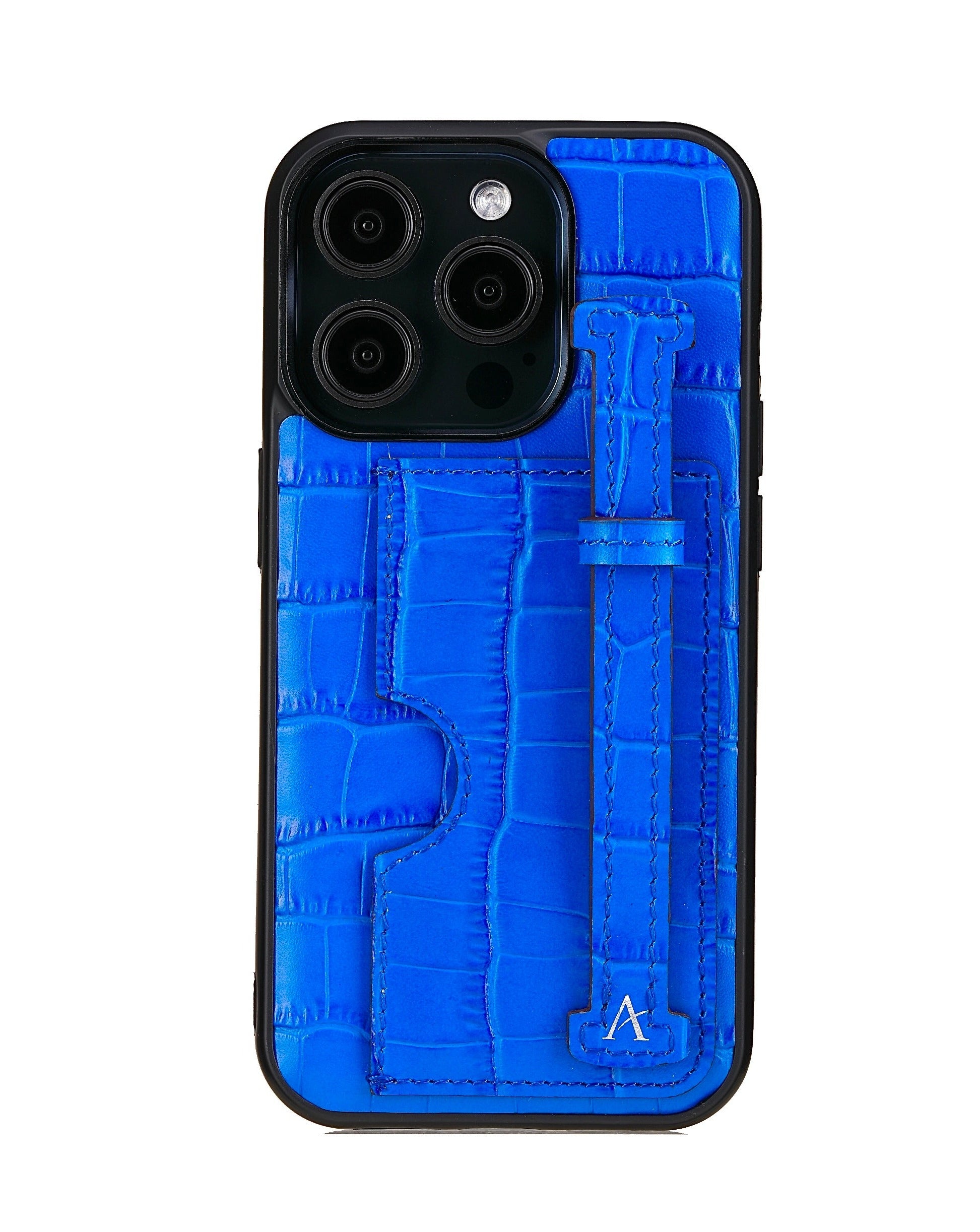 Leather Card Holder Finger Loop Case for iPhone 15 Pro Ultra Protective with Stand - Affluent