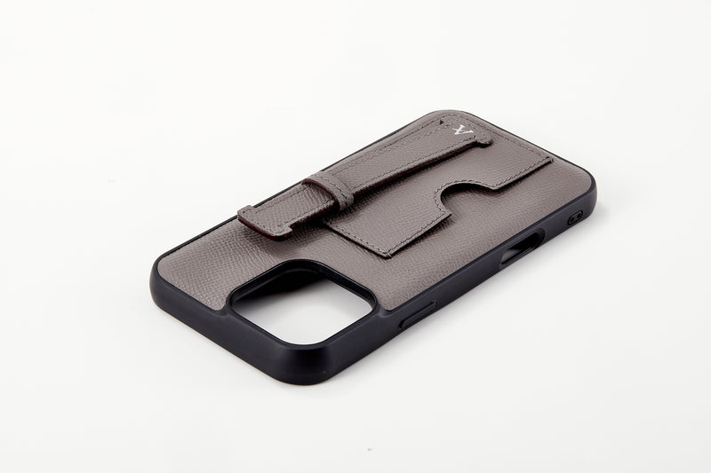 Leather Card Holder Finger Loop Case for iPhone 16 Pro Ultra Protective with Stand