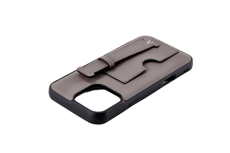 Leather Card Holder Finger Loop Case for iPhone 16 Pro Max Ultra Protective with Stand