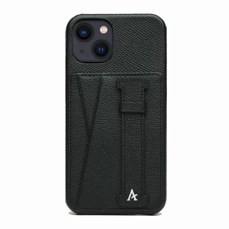 Leather iPhone 13 Card Slot Finger Loop Case - Affluent