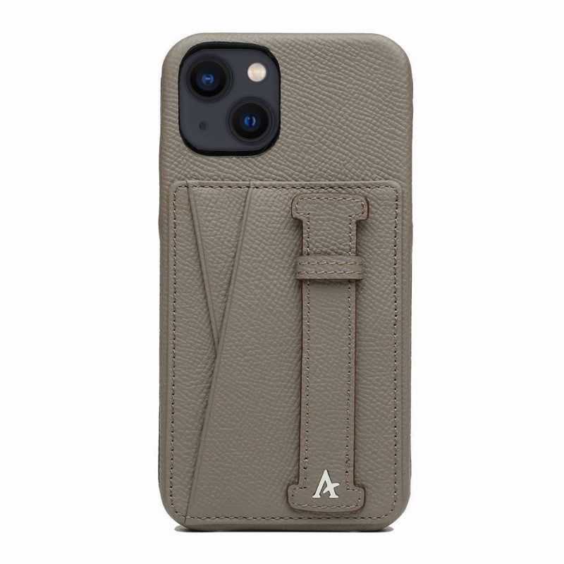 Leather iPhone 13 Card Slot Finger Loop Case - Affluent