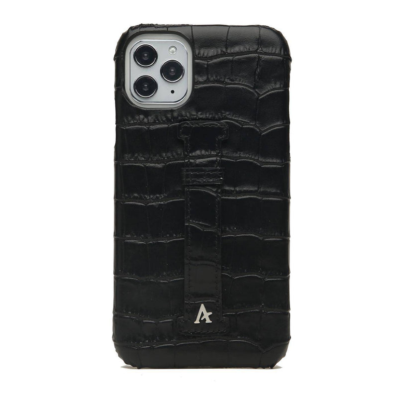 Leather Finger Loop iPhone 11 Pro Case Croc Affluent