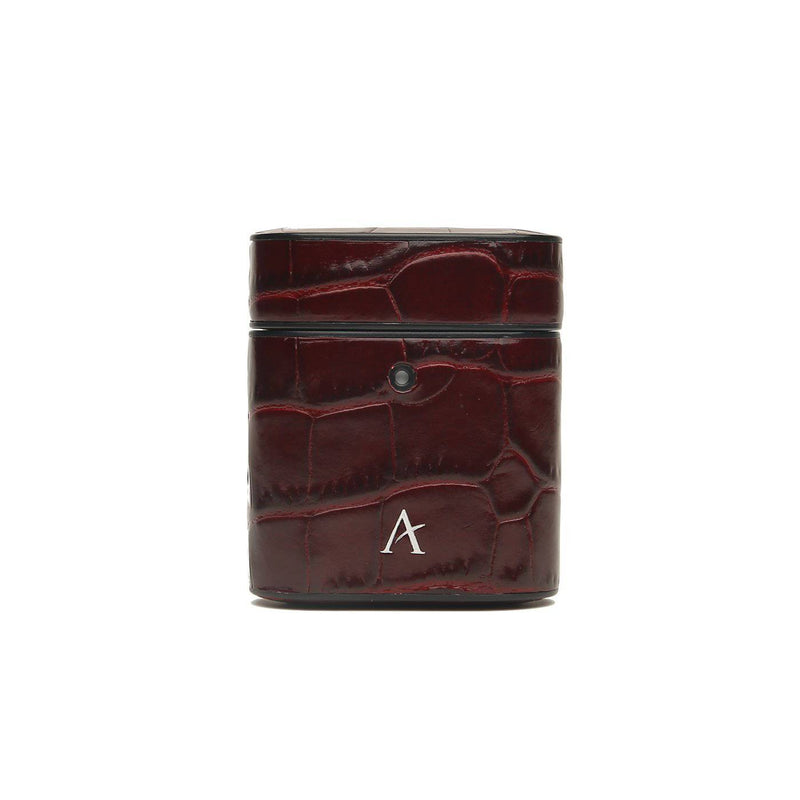 Maroon LV Solid Leather Airpods Case