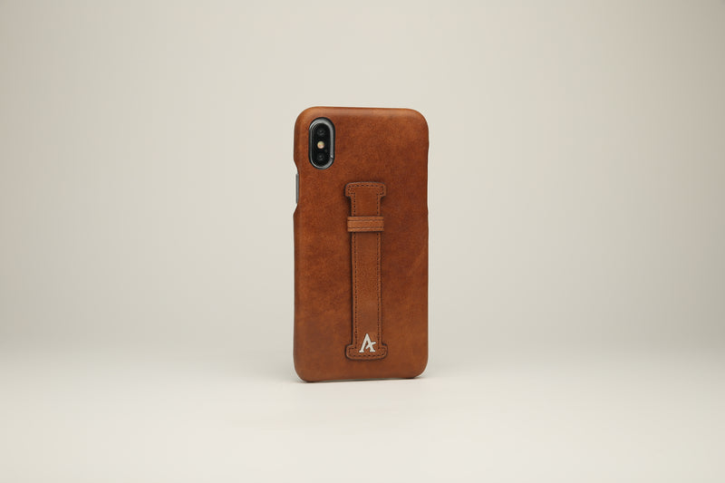 Leather Finger Loop iPhone X/Xs Case (Natural) - Affluent