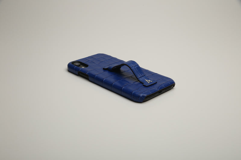Leather Finger Loop iPhone XR Case (Croc) - Affluent