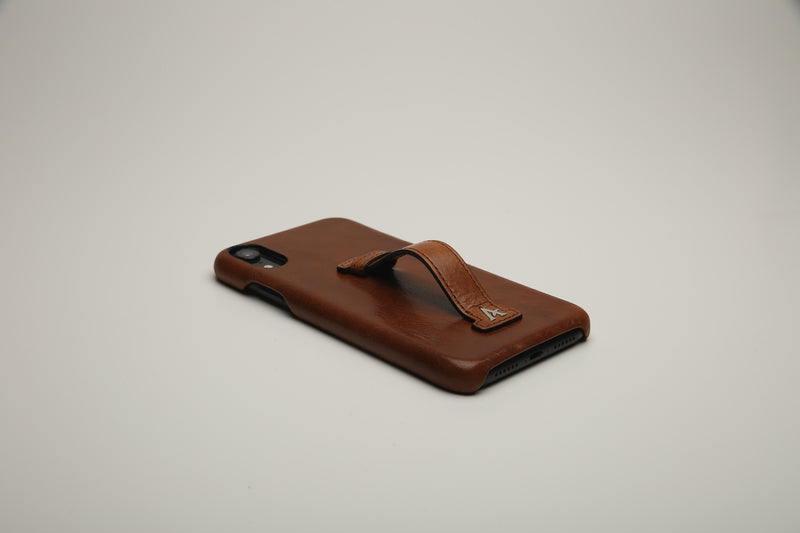 Leather Finger Loop iPhone XR Case (Natural) - Affluent