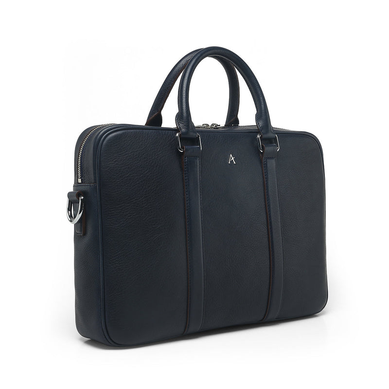 Leather Briefcase (Black Croc) - Affluent