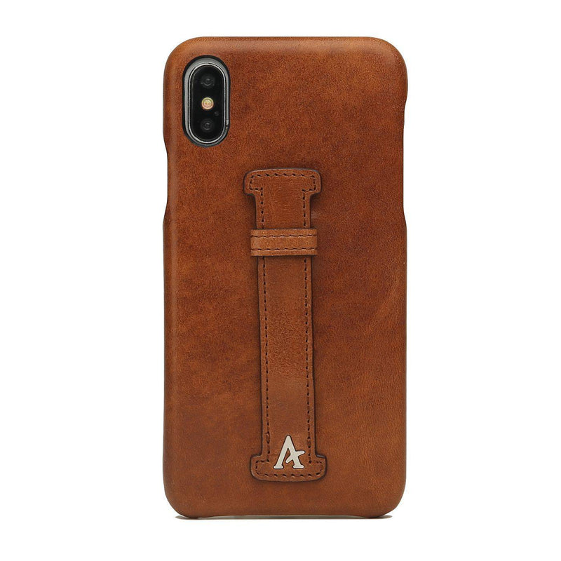 Leather Finger Loop iPhone Xs Max Case (Natural) - Affluent