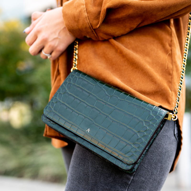 The Wristlet Italian Leather Bag, Made in Italy Orange