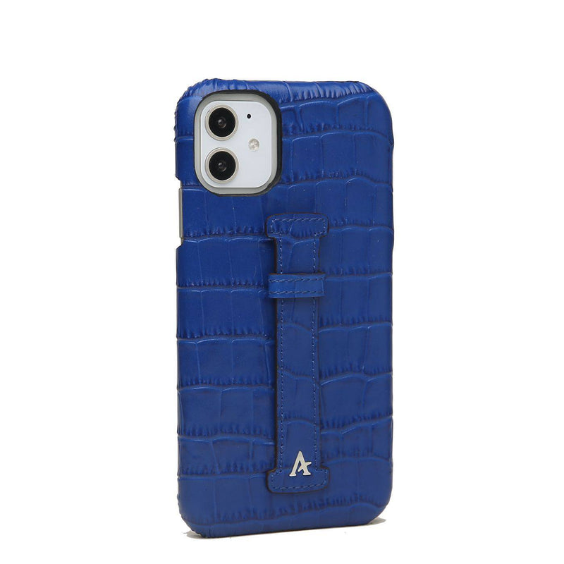 Leather Finger Loop iPhone 11 Case (Croc) - Affluent