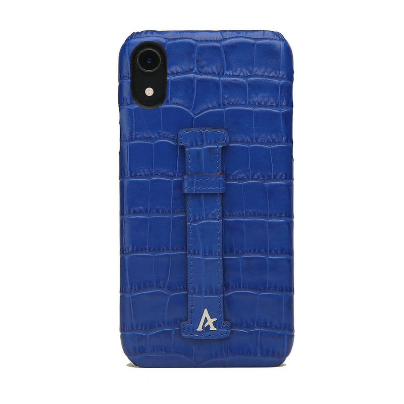 Leather Finger Loop iPhone XR Case (Croc) - Affluent