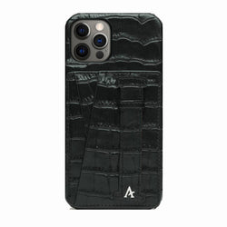 Leather iPhone 13 Pro Max Card Slot Finger Loop Case - Affluent