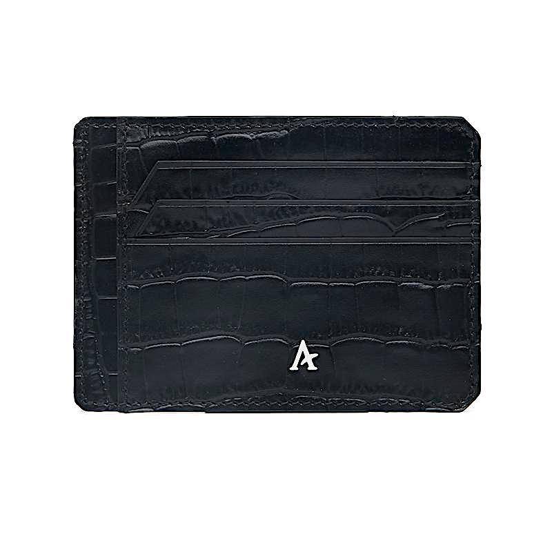 Slim Leather Card Holder (Croc) - Affluent