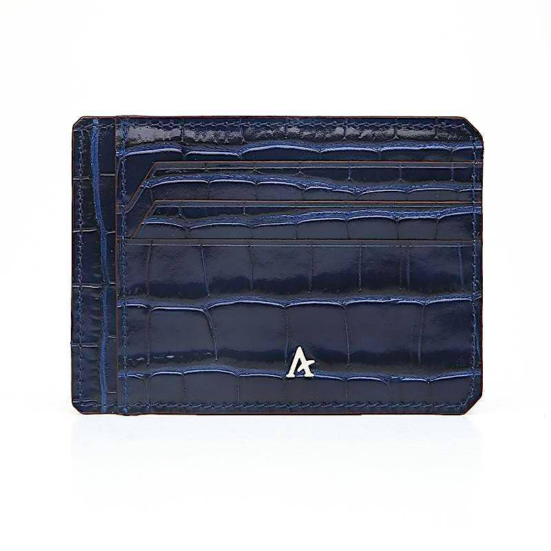 Slim Leather Card Holder (Croc) - Affluent