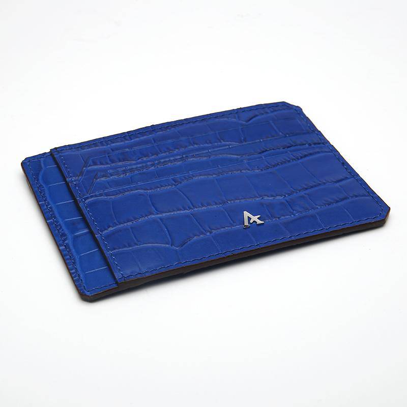 Slim Leather Card Holder (Croc) - Affluent