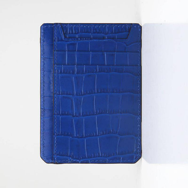 Slim Leather Card Holder (Croc) - Affluent