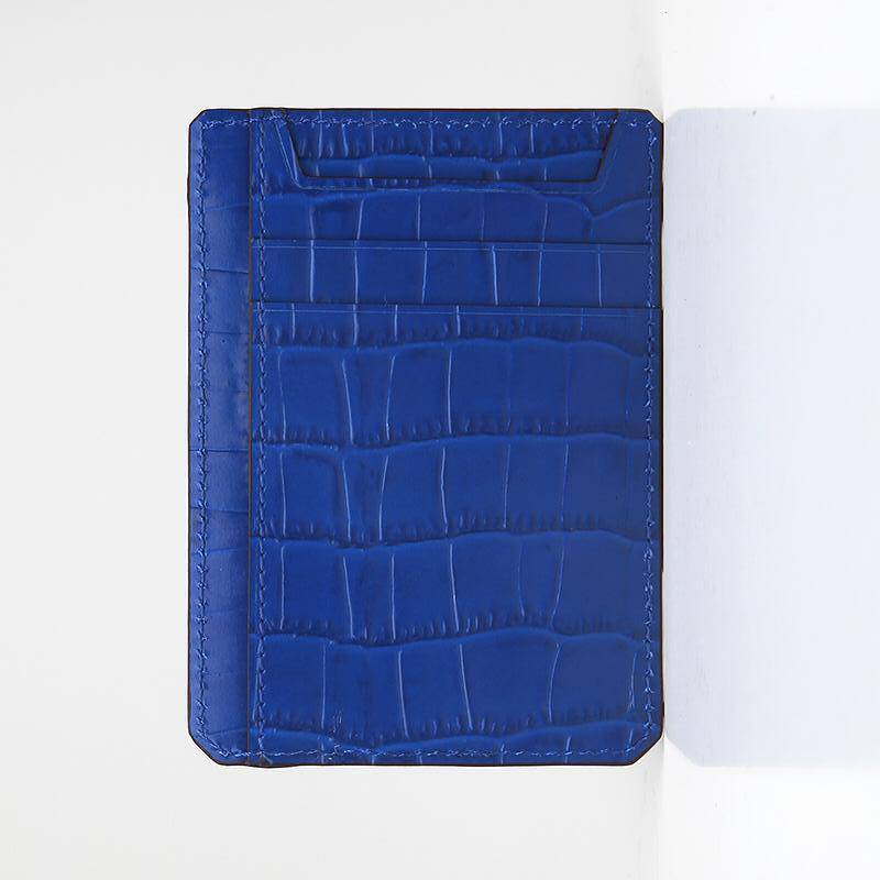 Slim Leather Card Holder (Croc) - Affluent