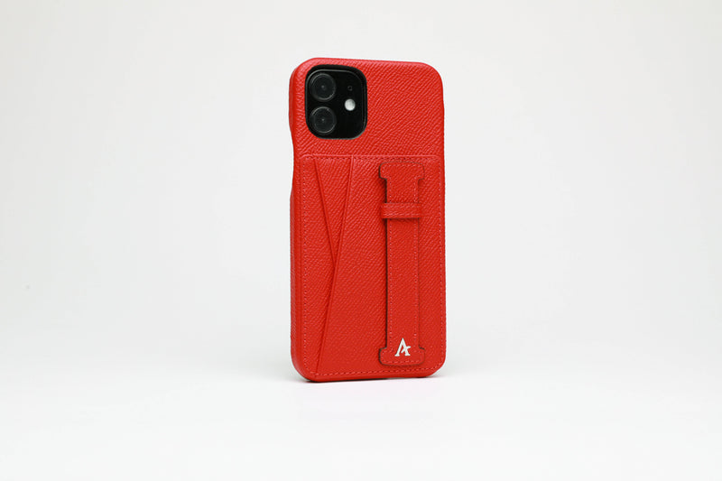 Leather iPhone 11 Pro Card Slot Finger Loop Case - Affluent