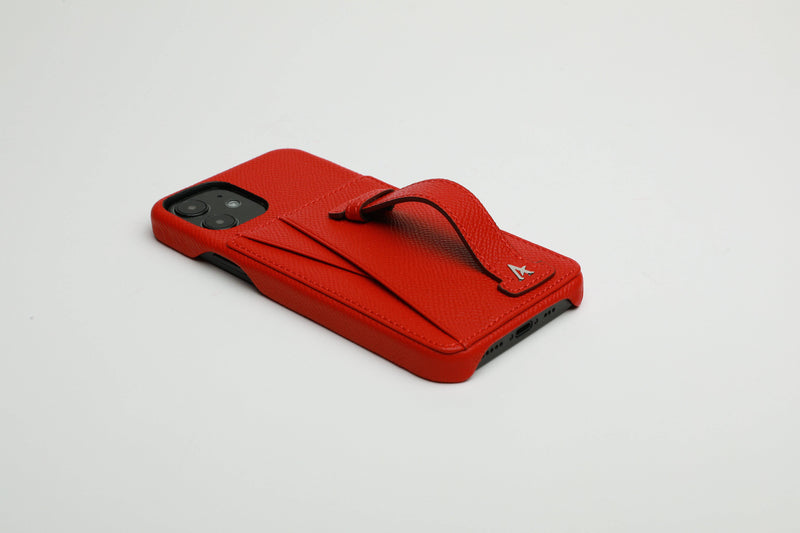 Leather iPhone 11 Pro Card Slot Finger Loop Case - Affluent