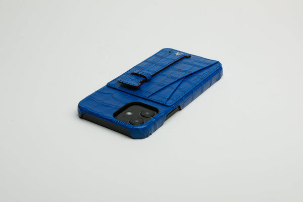 Leather iPhone 11 Pro Card Slot Finger Loop Case (Croc) - Affluent