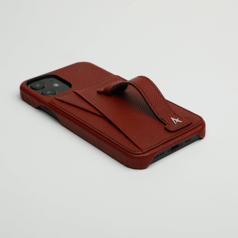 Leather iPhone 12/12 Pro Card Slot Finger Loop Case - Affluent