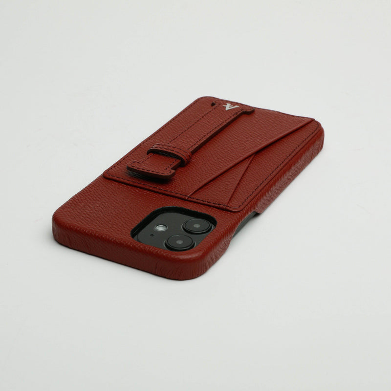 Leather iPhone 12/12 Pro Card Slot Finger Loop Case - Affluent