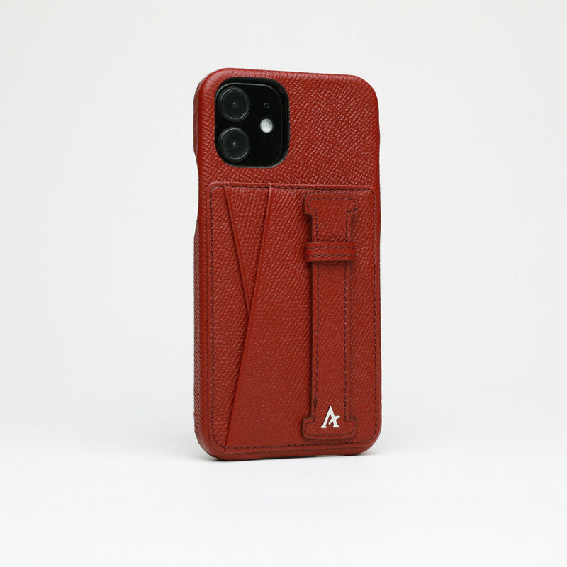 Leather iPhone 12/12 Pro Card Slot Finger Loop Case - Affluent