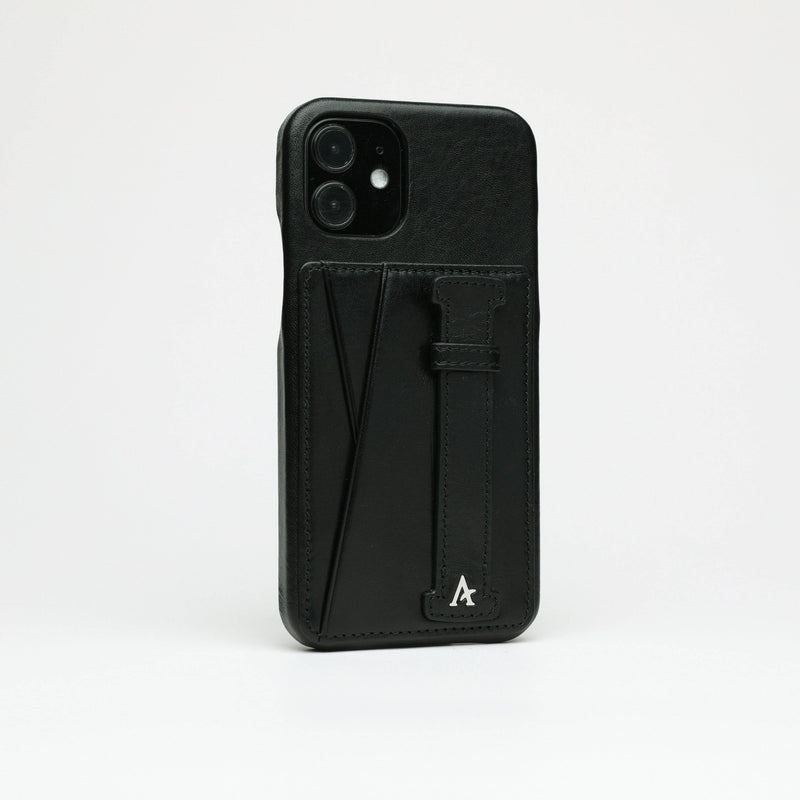 Leather iPhone 12/12 Pro Card Slot Finger Loop Case (Natural) - Affluent