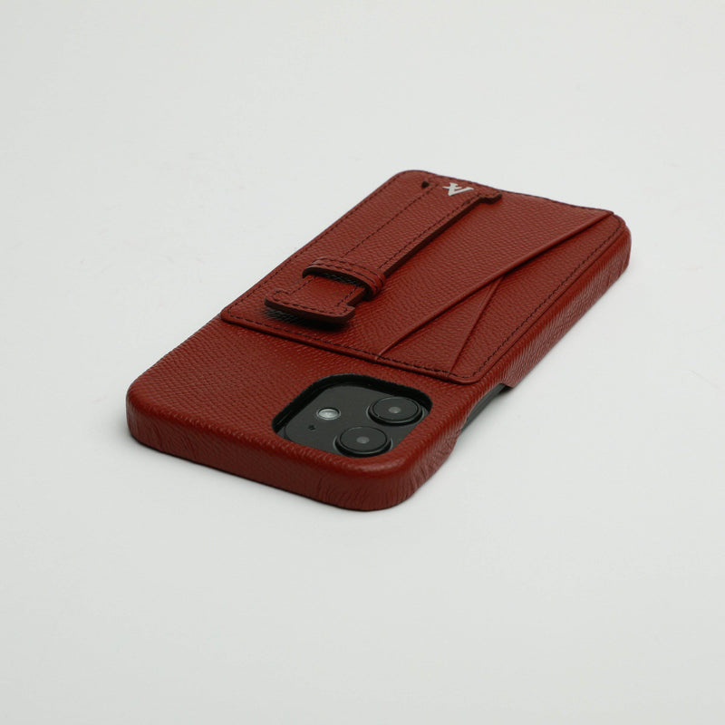 Leather iPhone 12 Pro Max Card Slot Finger Loop Case - Affluent