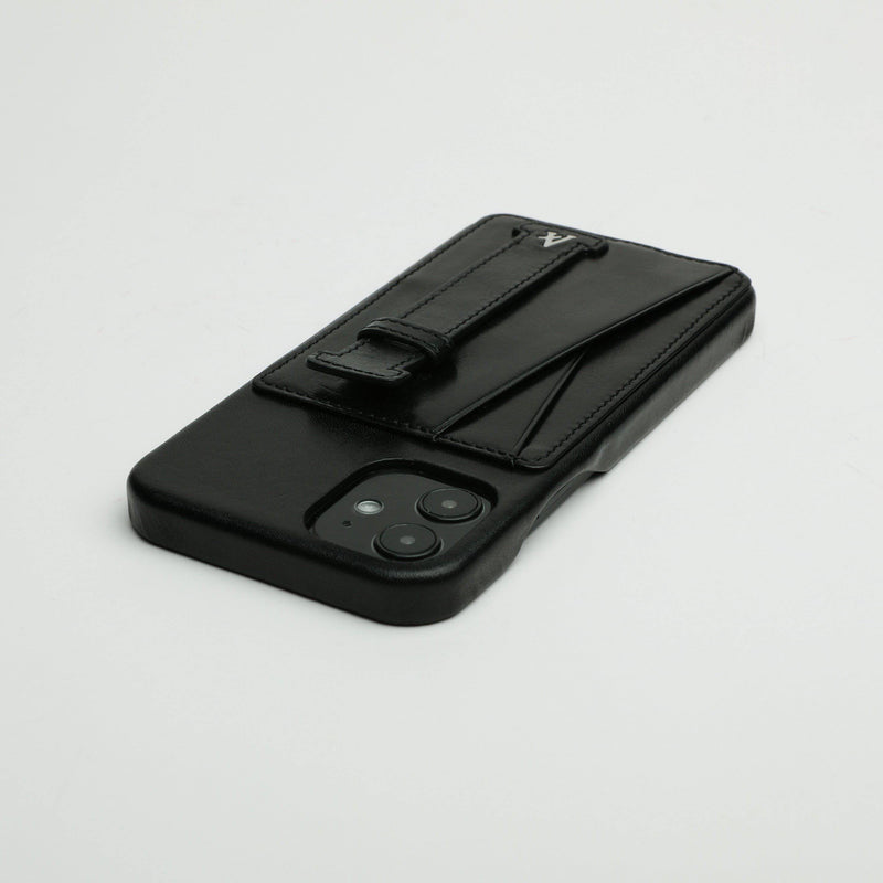 Leather iPhone 12 Pro Max Card Slot Finger Loop Case (Natural) - Affluent