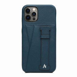 Leather iPhone 11 Pro Card Slot Finger Loop Case - Affluent