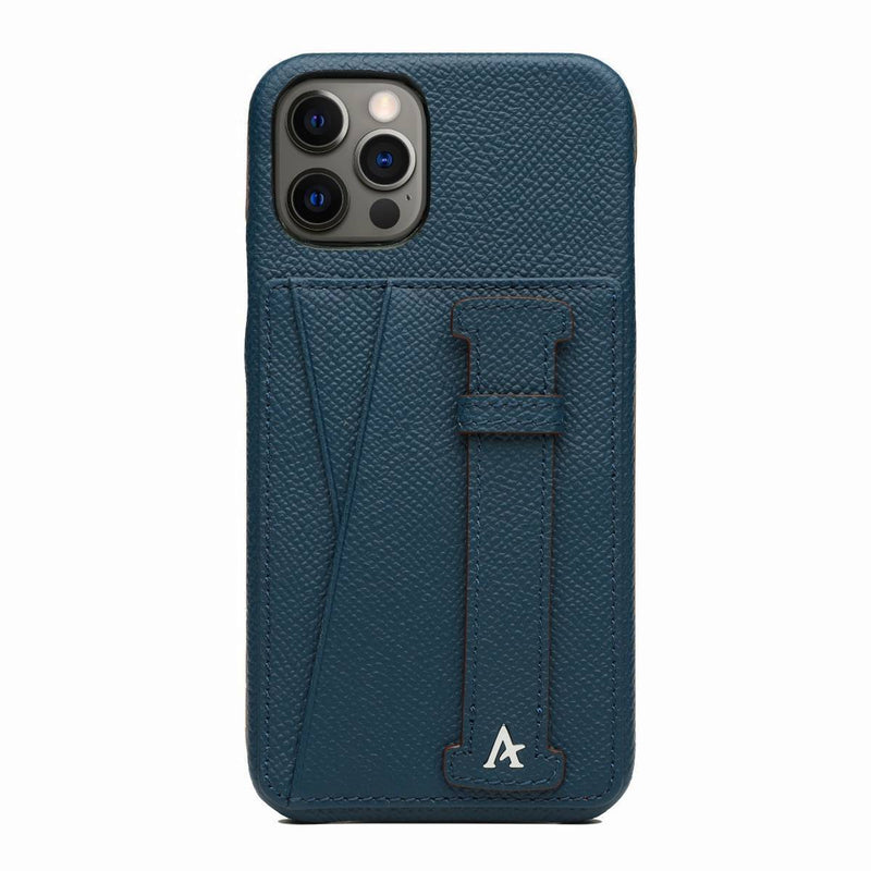 Leather iPhone 12 Pro Max Card Holder Finger Loop Case