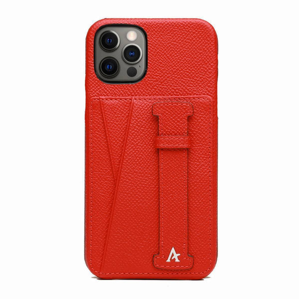 Leather iPhone 12/12 Pro Card Slot Finger Loop Case - Affluent