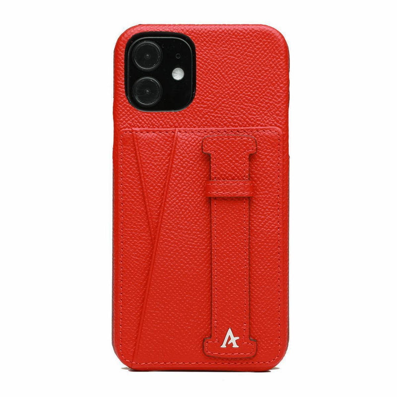 Leather iPhone 12 Mini Card Slot Finger Loop Case - Affluent