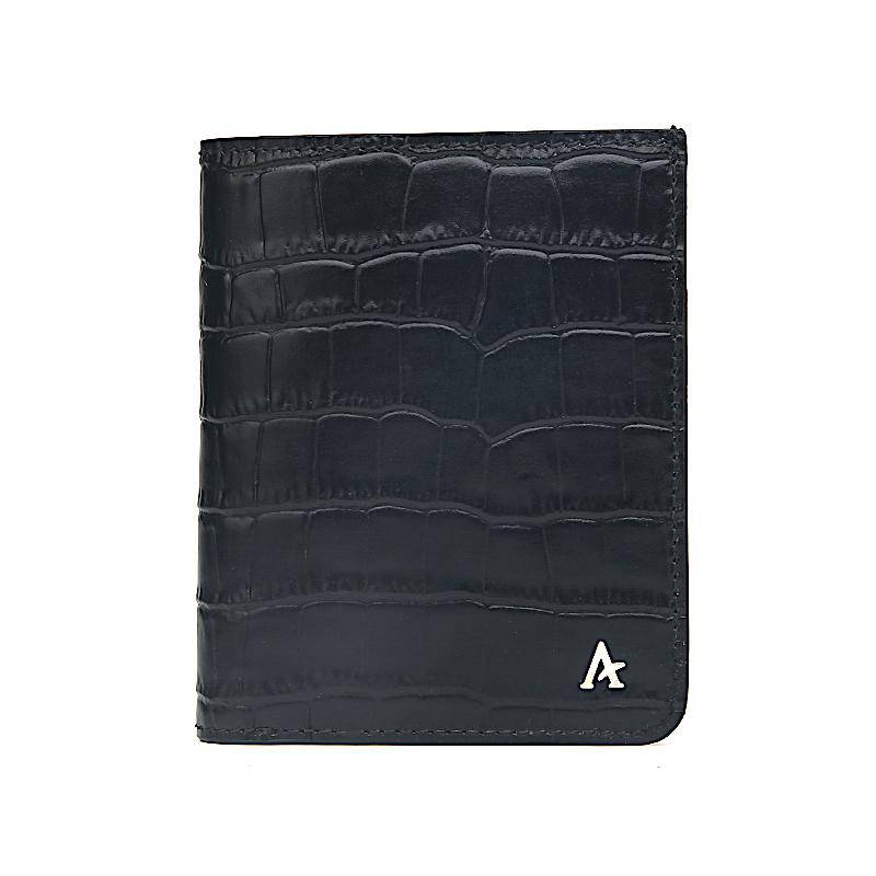 Leather Portfolio Bi-Fold Wallet (Croc) - Affluent