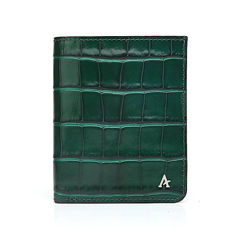 Leather Portfolio Bi-Fold Wallet (Croc) - Affluent