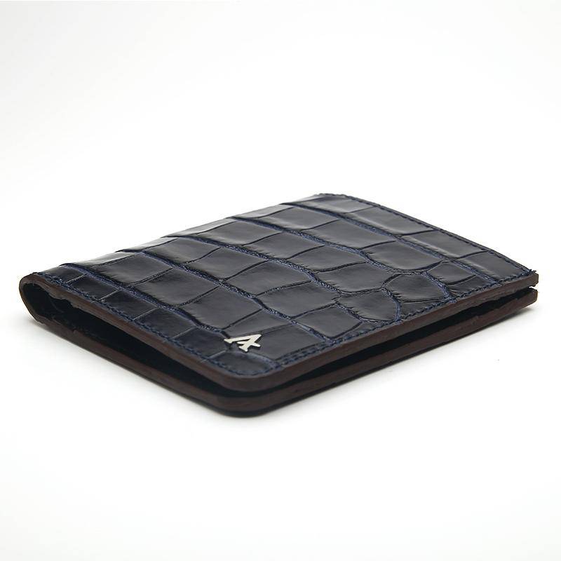 Leather Portfolio Bi-Fold Wallet (Croc) - Affluent