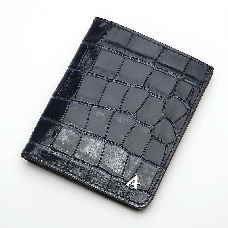 Leather Portfolio Bi-Fold Wallet (Croc) - Affluent