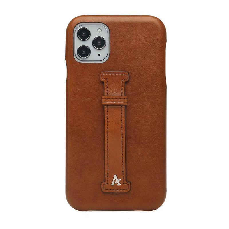 Leather Finger Loop iPhone 11 Pro Max Case (Natural) - Affluent