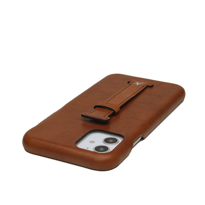 Leather Finger Loop iPhone 11 Pro Max Case (Natural) - Affluent