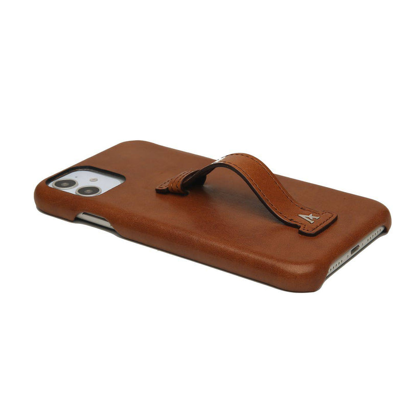 Leather Finger Loop iPhone 11 Pro Max Case (Natural) - Affluent