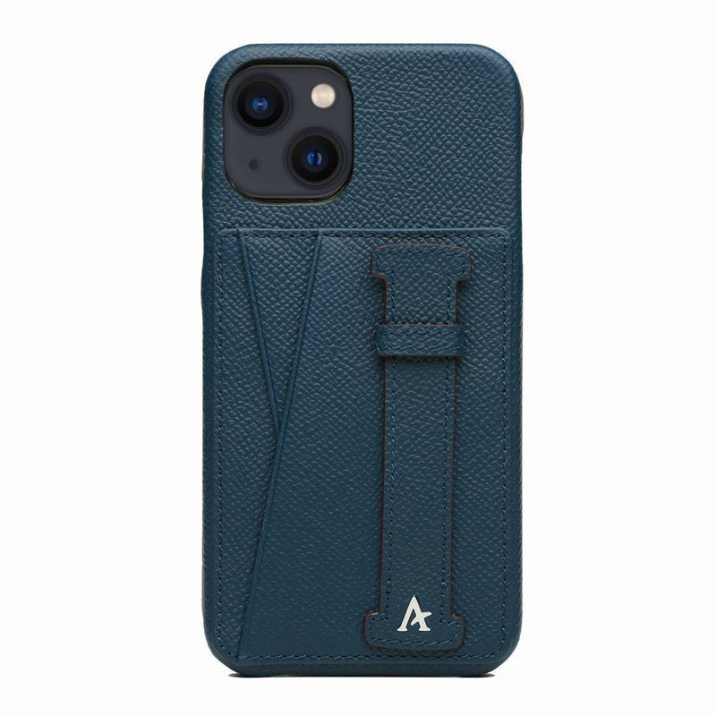 Leather iPhone 13 Card Slot Finger Loop Case - Affluent