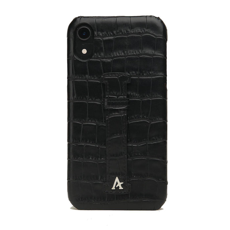 Leather Finger Loop iPhone XR Case (Croc) - Affluent