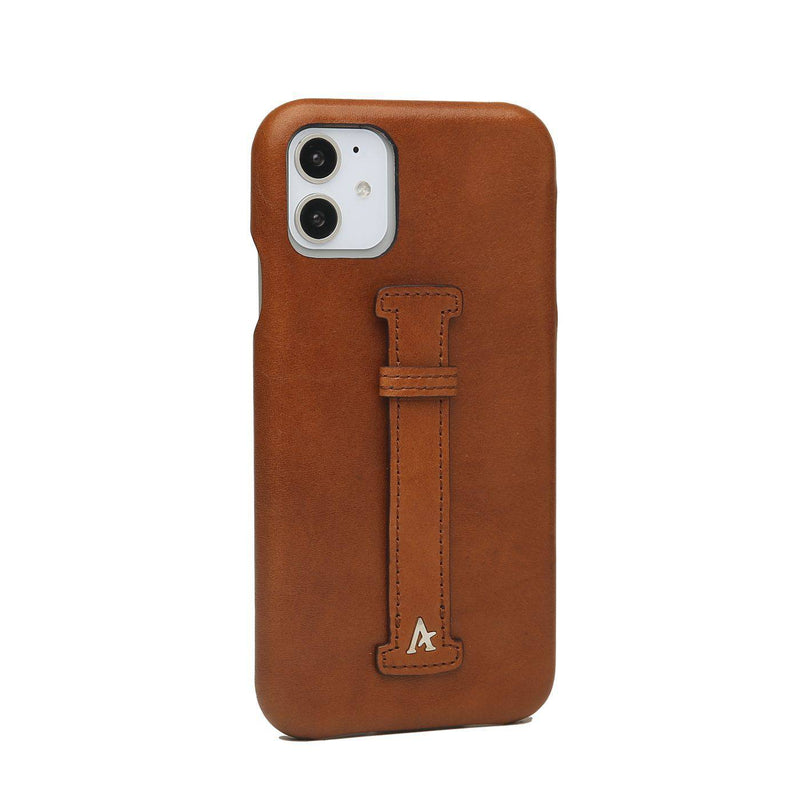 Leather Finger Loop iPhone 11 Pro Max Case (Natural) - Affluent